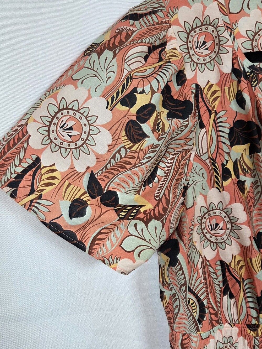 Anthropologie Somerset Warm Motif Floral Tiered Maxi Dress Short Sleeve Sz M - Picture 4 of 12